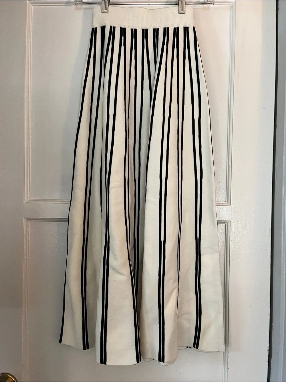 J. Crew Black and White Vertical Stripe Maxi Skirt NWT
